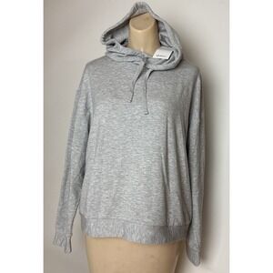 Quince Womens M Supersoft Fleece Pullover Hoodie Heather Grey Sleeved Top New
